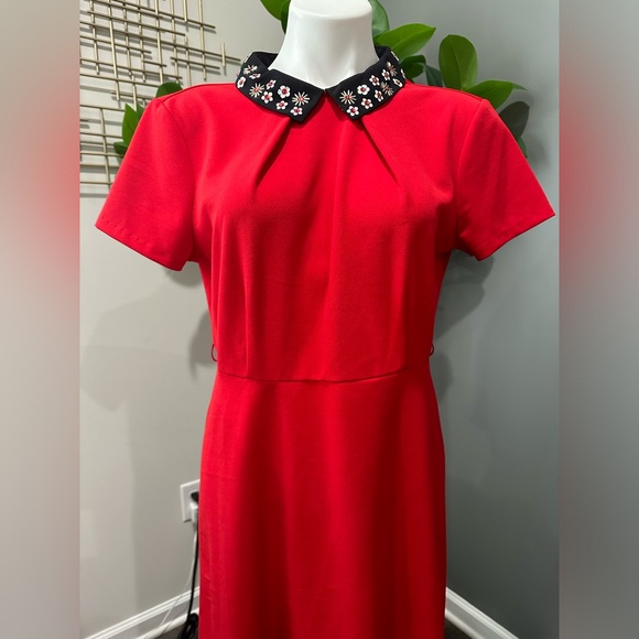 Elle Collar Floral Sequin Red dress size 10 - Picture 5 of 9